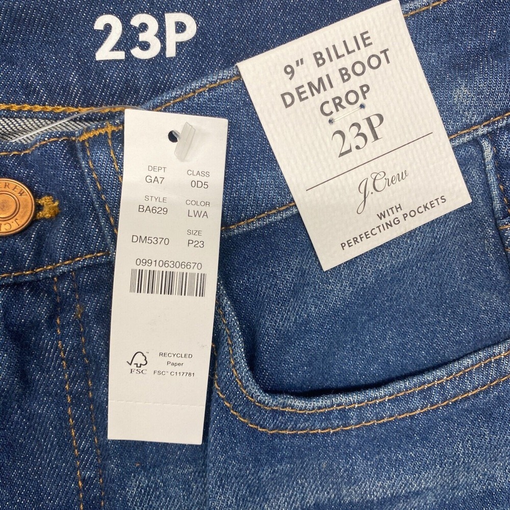 J Crew Jeans Womens 23 Petite Blue Billie Demi Boot Cut Crop Raw Hem BA629 - Picture 2 of 8